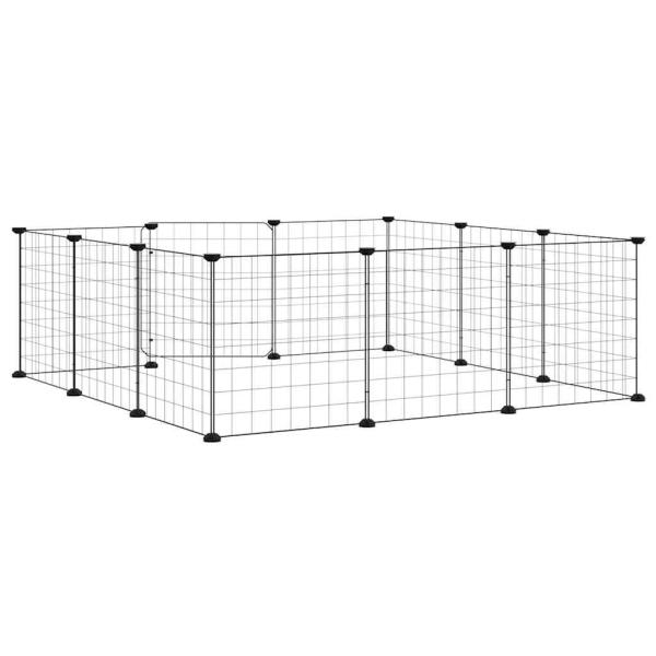 12-Panel-Haustierkäfig mit Tür Schwarz 105x105x35 cm Stahl