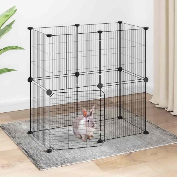 ARDEBO.de - 12-tlg. Haustierkäfig mit Tür Schwarz 70x35x70 cm Stahl