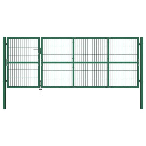 ARDEBO.de - Gartentor mit Pfosten 350x120 cm Stahl Grün