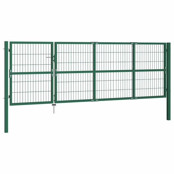 Gartentor mit Pfosten 350x120 cm Stahl Grün