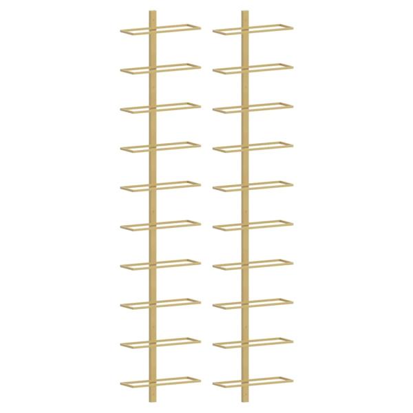 Wand-Weinregale f?r 10 Flaschen 2 Stk. Golden Metall