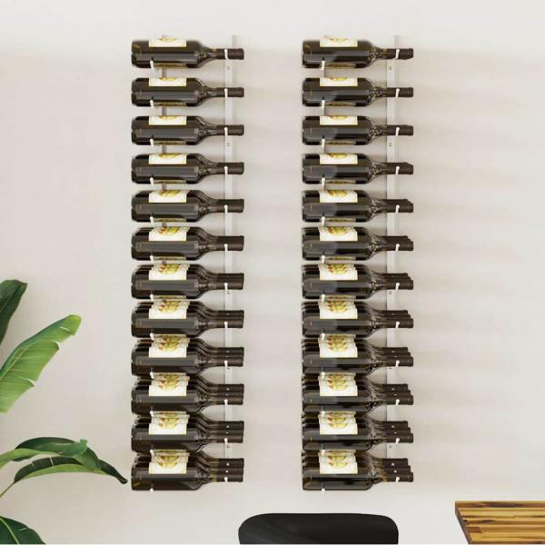 ARDEBO.de - Wand-Weinregal für 36 Flaschen 2 Stk. Weiß Eisen