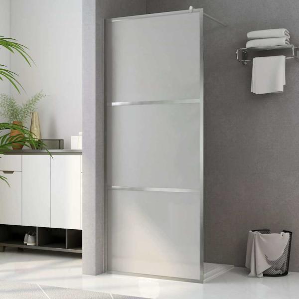 ARDEBO.de - Begehbare Duschwand mit voll mattiertem ESG-Glas 90x195 cm
