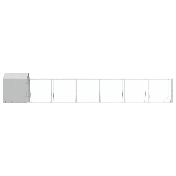 Outdoor-Hundezwinger mit Dach Silbern 2x14x2,5 m Stahl Verzinkt