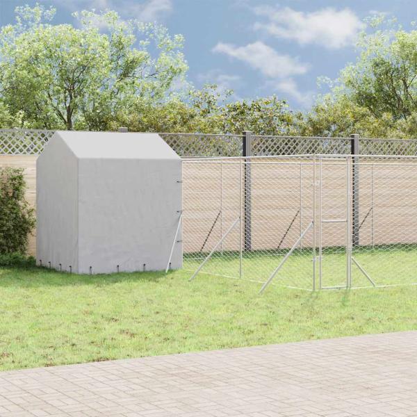 ARDEBO.de - Outdoor-Hundezwinger mit Dach Silbern 10x6x2,5 m Stahl Verzinkt