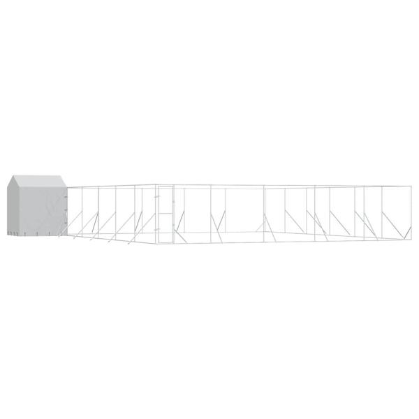 Outdoor-Hundezwinger mit Dach Silbern 12x12x2,5m Stahl Verzinkt