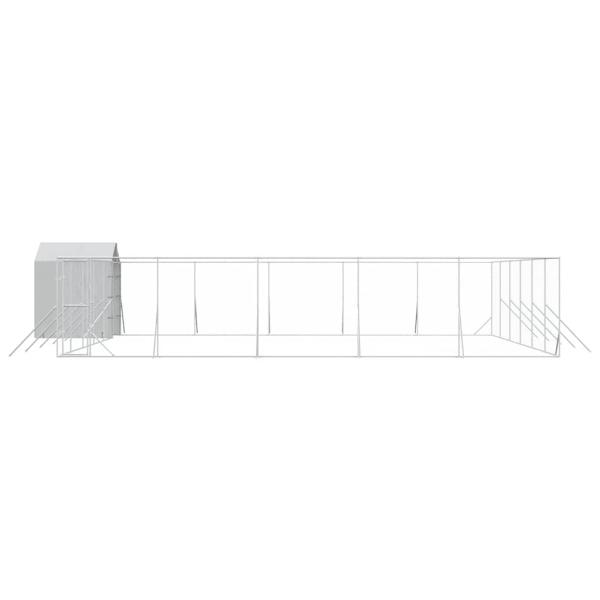 Outdoor-Hundezwinger mit Dach Silbern 12x12x2,5m Stahl Verzinkt