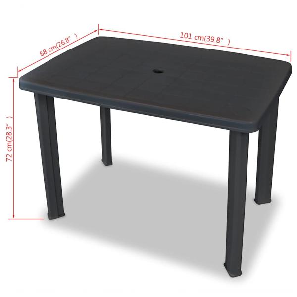 Gartentisch Anthrazit 101x68x72 cm Kunststoff