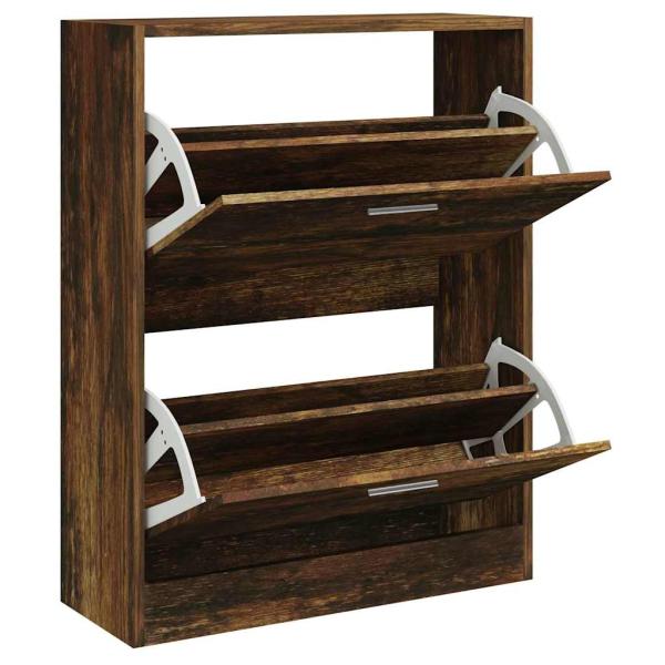 Schuhschrank Räuchereiche 63x24x81 cm Holzwerkstoff
