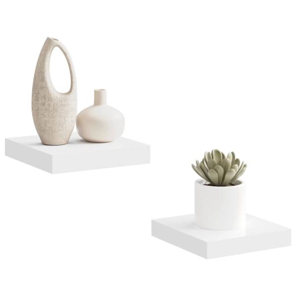 Schweberegale 2 Stk. Weiß 23x23,5x3,8 cm MDF
