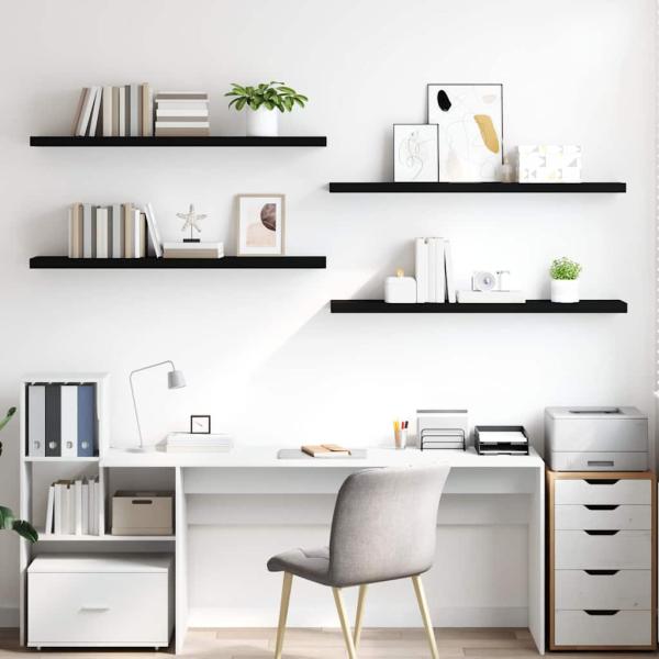 Schweberegale 4 Stk. Schwarz 120x23,5x3,8 cm MDF