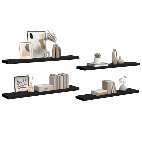 Schweberegale 4 Stk. Schwarz 120x23,5x3,8 cm MDF