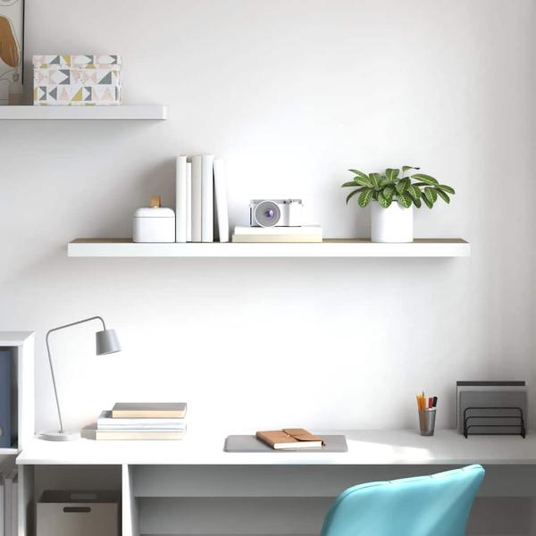 Schweberegal Eichen-Optik und Weiß 120x23,5x3,8 cm MDF