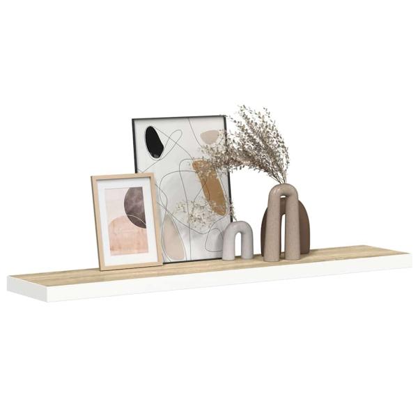 Schweberegal Eichen-Optik und Weiß 120x23,5x3,8 cm MDF