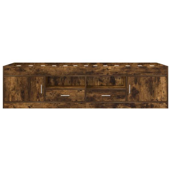 Bettgestell mit Stauraum mit Tür Geräucherte Eiche 80 x 200 cm