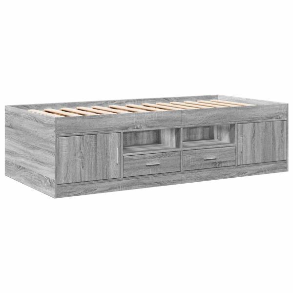 Bettgestell mit Stauraum Grau Sonoma 80 x 200 cm Holzwerkstoff