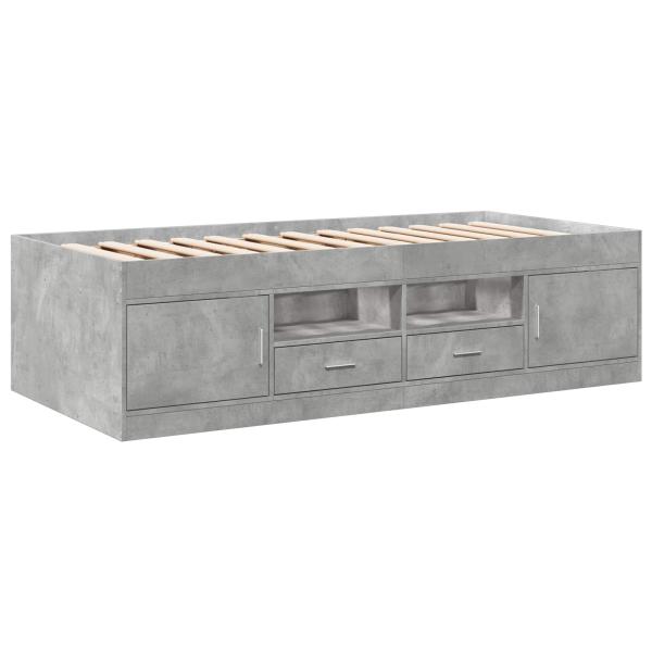 Bettgestell mit Stauraum Betongrau 80 x 200 cm Holzwerkstoff