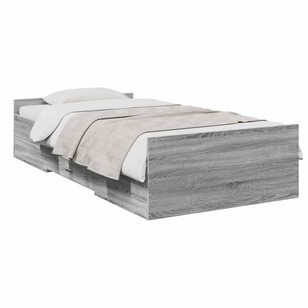 Bettgestell mit Stauraum Grau Sonoma 80 x 200 cm Holzwerkstoff