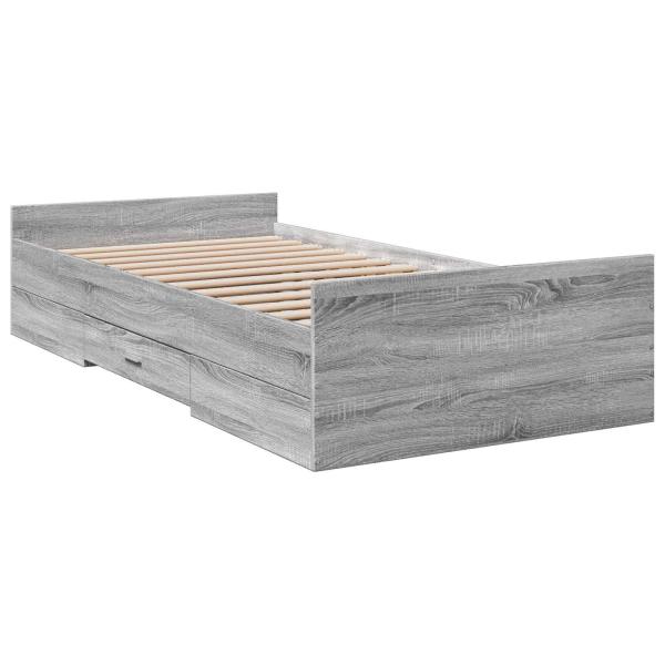 Bettgestell mit Stauraum Grau Sonoma 80 x 200 cm Holzwerkstoff