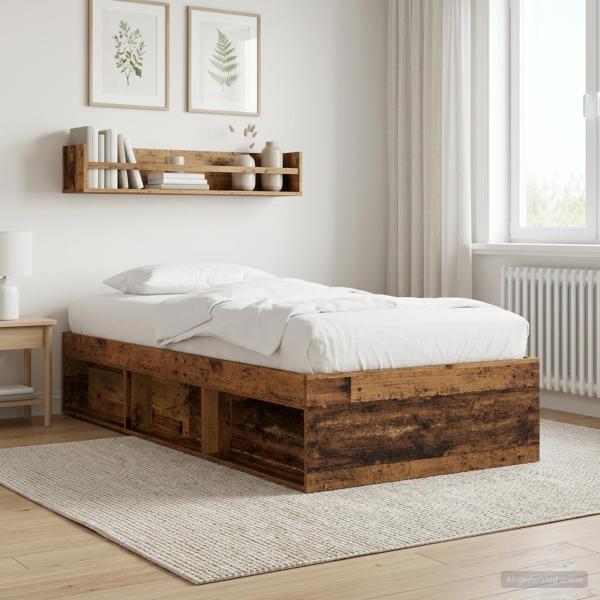 ARDEBO.de - Bettgestell mit Stauraum Altholz 80 x 200 cm Holzwerkstoff