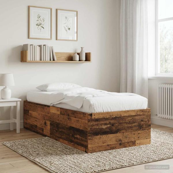 ARDEBO.de - Bodenbettgestell Altholz 80 x 200 cm Holzwerkstoff