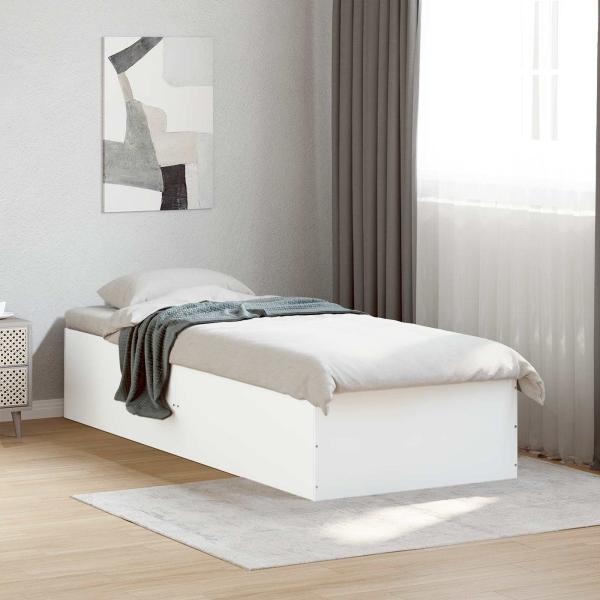 ARDEBO.de - Bodenbettgestell Weiß 80 x 200 cm Holzwerkstoff