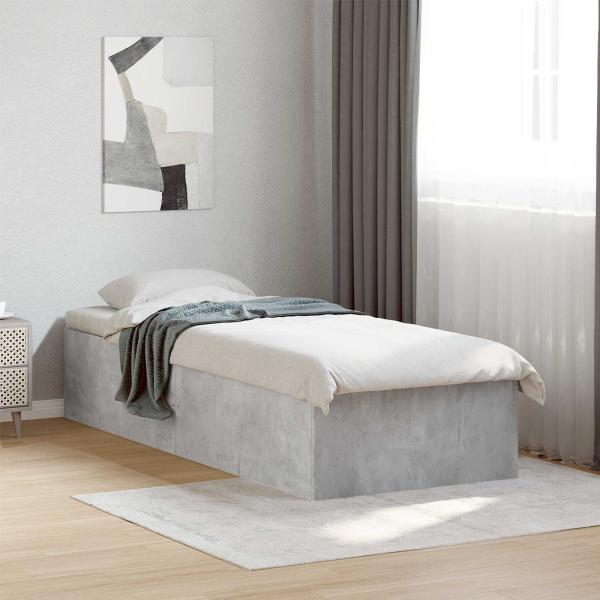 ARDEBO.de - Bodenbettgestell Betongrau 80 x 200 cm Holzwerkstoff