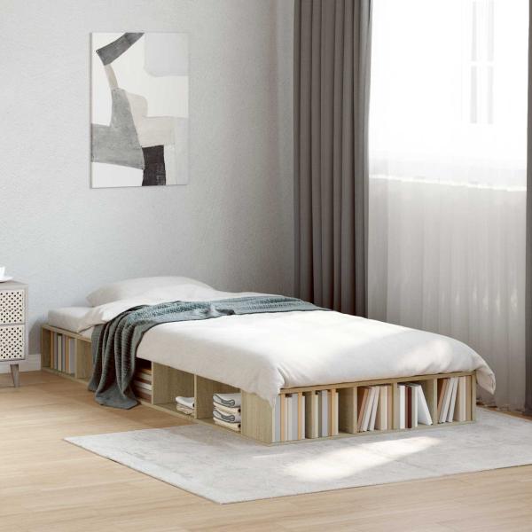 ARDEBO.de - Bettgestell mit Stauraum Sonoma-Eiche 80 x 200 cm Holzwerkstoff