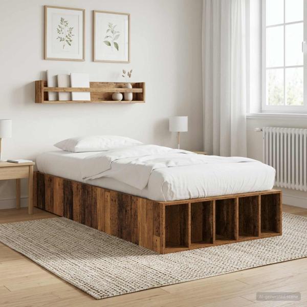 ARDEBO.de - Bettgestell mit Stauraum Altholz 80 x 200 cm Holzwerkstoff