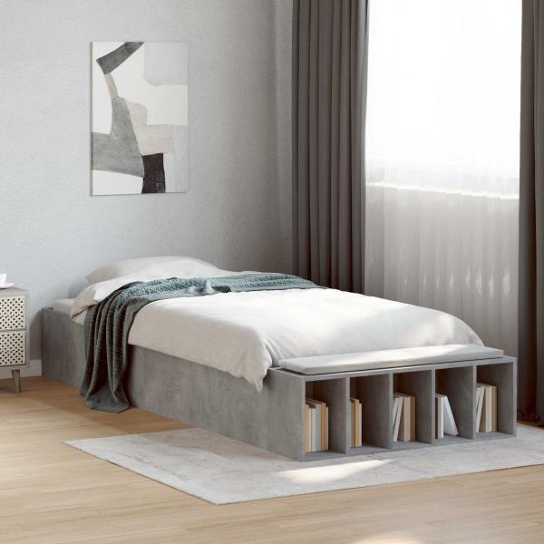 ARDEBO.de - Bettgestell mit Stauraum Betongrau 80 x 200 cm Holzwerkstoff