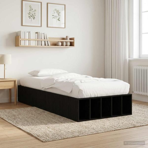 ARDEBO.de - Bettgestell mit Stauraum mit Regal Schwarze Eiche 80 x 200 cm