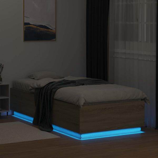 Bettgestell mit LED Sonoma-Eiche 80 x 200 cm Holzwerkstoff