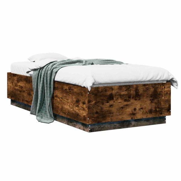 Bettgestell mit LED Geräucherte Eiche 80 x 200 cm Holzwerkstoff
