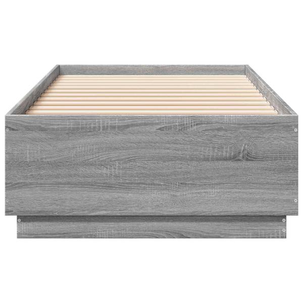 Bettgestell mit LED Grau Sonoma 80 x 200 cm Holzwerkstoff