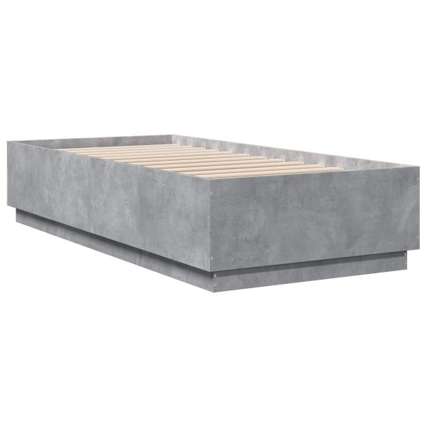 Bettgestell mit LED Betongrau 80 x 200 cm Holzwerkstoff