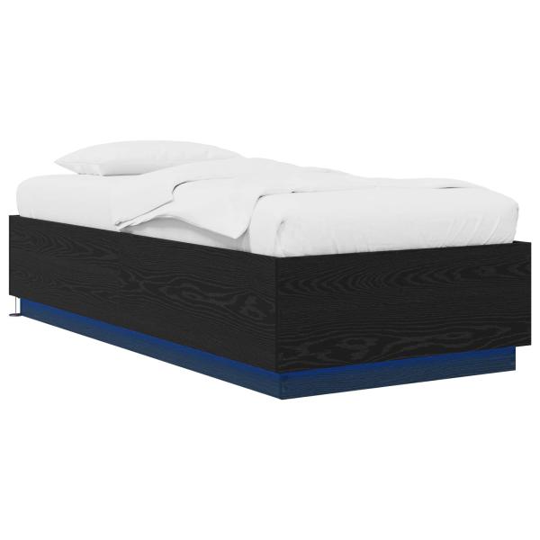 Bettgestell mit LED Schwarze Eiche 80 x 200 cm Holzwerkstoff