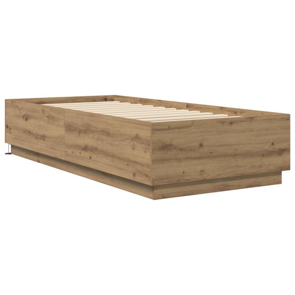 Bettgestell mit LED Kunsthandwerk Eiche 80 x 200 cm