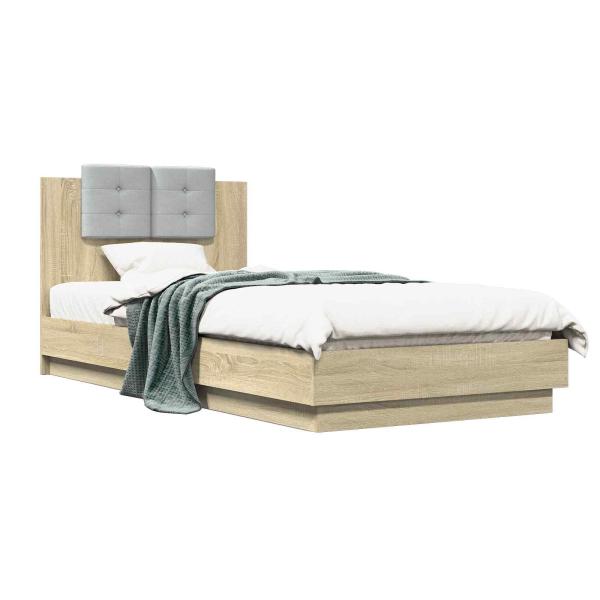 Bettgestell mit Kopfteil Sonoma-Eiche 80 x 200 cm Holzwerkstoff