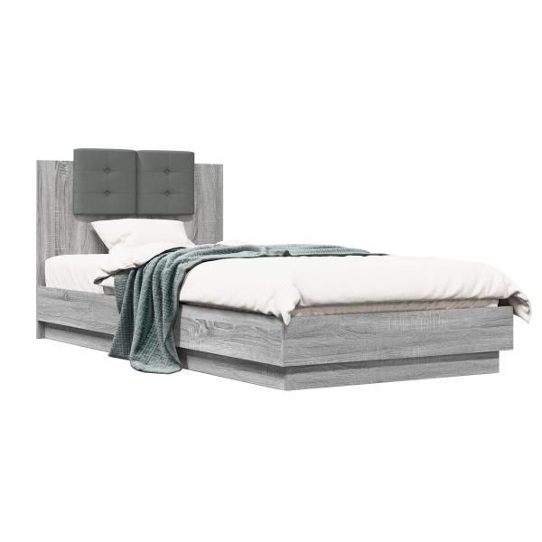 Bettgestell mit Kopfteil Grau Sonoma 80 x 200 cm Holzwerkstoff