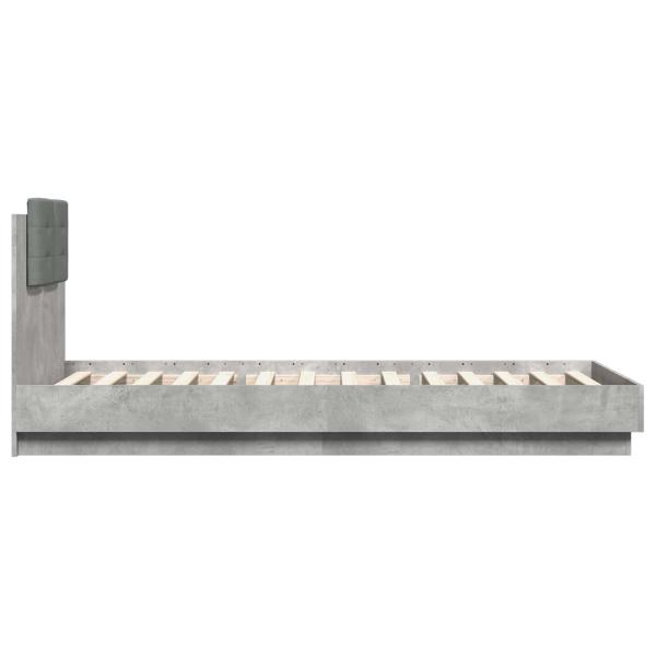 Bettgestell mit Kopfteil Betongrau 80 x 200 cm Holzwerkstoff