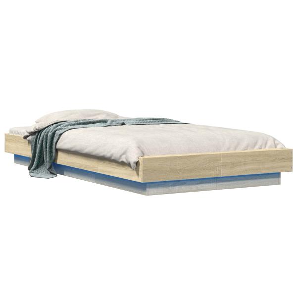 Bettgestell mit LED Sonoma-Eiche 80 x 200 cm Holzwerkstoff