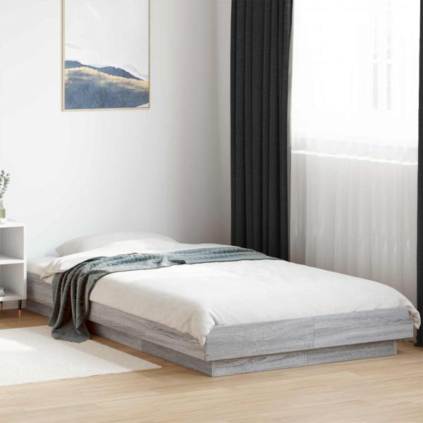 ARDEBO.de - Bettgestell mit LED Grau Sonoma 80 x 200 cm Holzwerkstoff