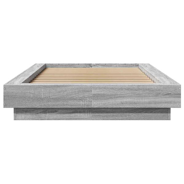 Bettgestell mit LED Grau Sonoma 80 x 200 cm Holzwerkstoff