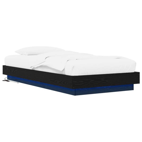 Bettgestell mit LED Schwarze Eiche 80 x 200 cm Holzwerkstoff