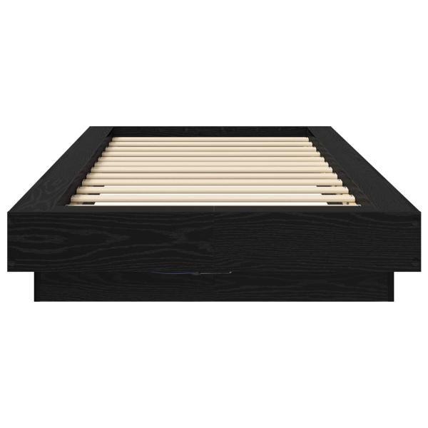 Bettgestell mit LED Schwarze Eiche 80 x 200 cm Holzwerkstoff