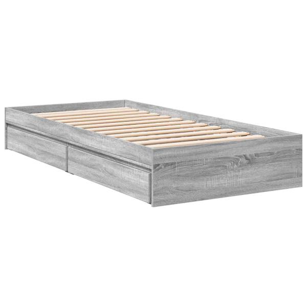 Bettgestell mit Stauraum Grau Sonoma 80 x 200 cm Holzwerkstoff