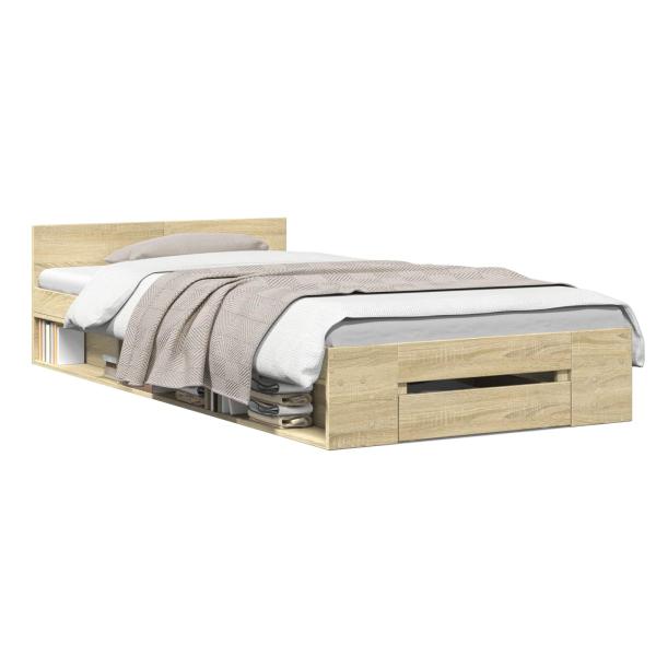 Bettgestell mit Stauraum Sonoma-Eiche 80 x 200 cm Holzwerkstoff