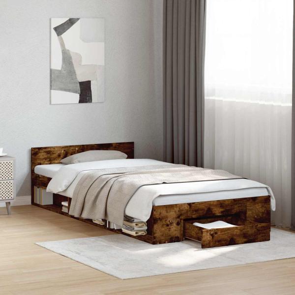 ARDEBO.de - Bettgestell mit Stauraum Geräucherte Eiche 80 x 200 cm