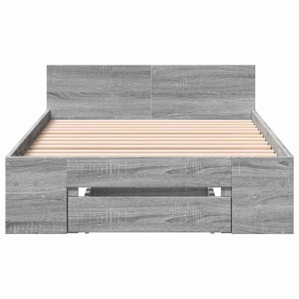 Bettgestell mit Stauraum Grau Sonoma 80 x 200 cm Holzwerkstoff