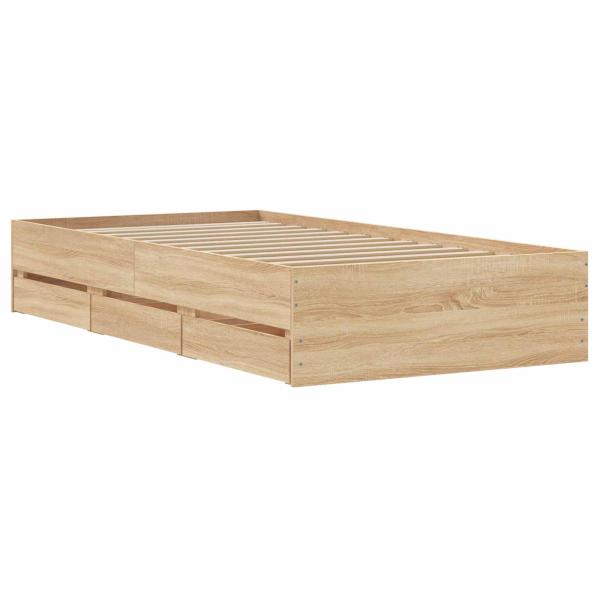 Bettgestell mit Stauraum Sonoma-Eiche Holzwerkstoff
